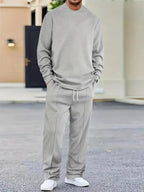 Men Set | Long Sleeve Top and Straight Leg Trousers - Evergreen Outfits- Sets