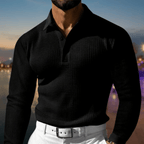 Men Set | Polo Collar Long Sleeve Knitted Pullover Fit - Evergreen Outfits- Sets