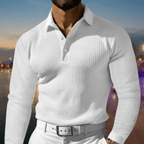 Men Set | Polo Collar Long Sleeve Knitted Pullover Fit - Evergreen Outfits- Sets