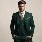 Men Suit | Three-Piece Tailored Set with Jacket and Trousers - Evergreen Outfits- Suits