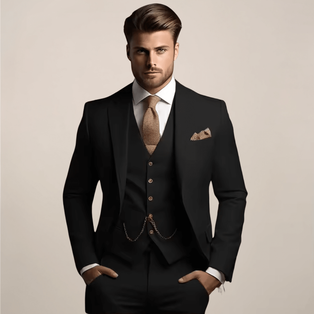 Men Suit | Three-Piece Tailored Set with Jacket and Trousers - Evergreen Outfits- Suits