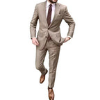 Men Suit | Two-Piece Set with Lapel Collar and Button Front - Evergreen Outfits- Suits
