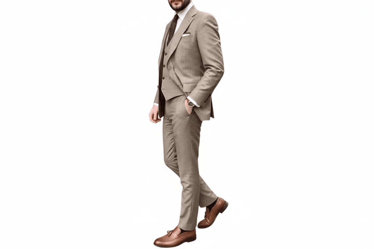 Men Suit | Two-Piece Set with Lapel Collar and Button Front - Evergreen Outfits- Suits