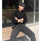 Men Sweater | Cable Knit Quarter-Zip Funnel Neck Fit - Evergreen Outfits- Sweaters