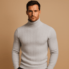 Men Sweater | Fitted Turtleneck Knit with Pullover Style - Evergreen Outfits- Sweaters