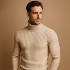 Men Sweater | Fitted Turtleneck Knit with Pullover Style - Evergreen Outfits- Sweaters