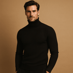 Men Sweater | Fitted Turtleneck Knit with Pullover Style - Evergreen Outfits- Sweaters