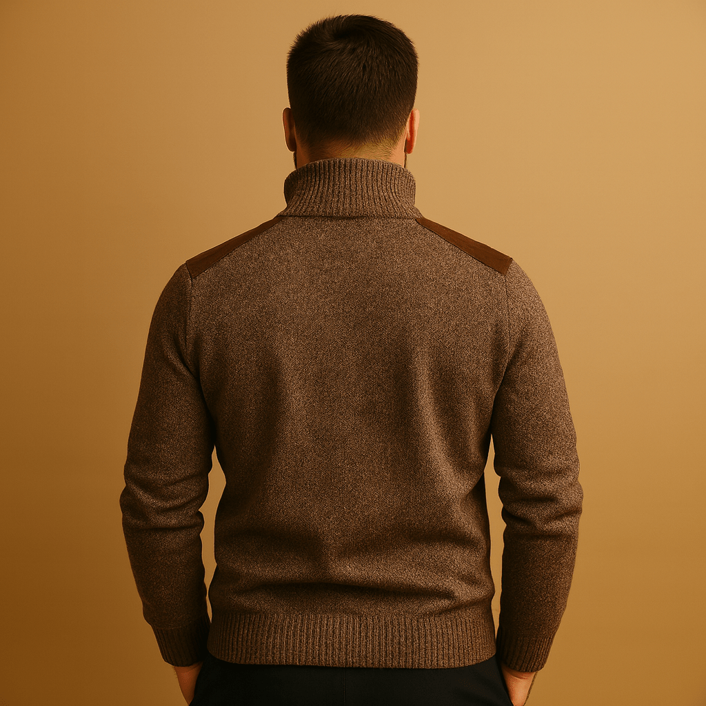 Men Sweater | Half-Zip Collar with Chest Pocket Long Sleeve - Evergreen Outfits- Sweaters