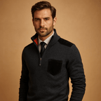 Men Sweater | Half-Zip Collar with Chest Pocket Long Sleeve - Evergreen Outfits- Sweaters