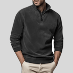 Men Sweater | Half-Zip Collar with Ribbed Cuffs and Hem - Evergreen Outfits- Sweaters
