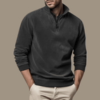 Men Sweater | Half-Zip Collar with Ribbed Cuffs and Hem - Evergreen Outfits- Sweaters