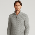 Men Sweater | Half-Zip High Collar with Ribbed Finish - Evergreen Outfits- Sweaters