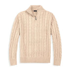 Men Sweater | Half-Zip High Collar with Ribbed Finish - Evergreen Outfits- Sweaters