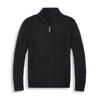 Men Sweater | Half-Zip High Collar with Ribbed Finish - Evergreen Outfits- Sweaters