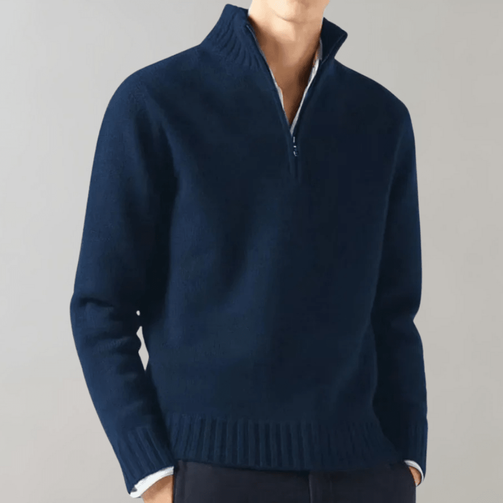 Men Sweater | Half-Zip Pullover with Long Sleeve Fit - Evergreen Outfits- Sweaters