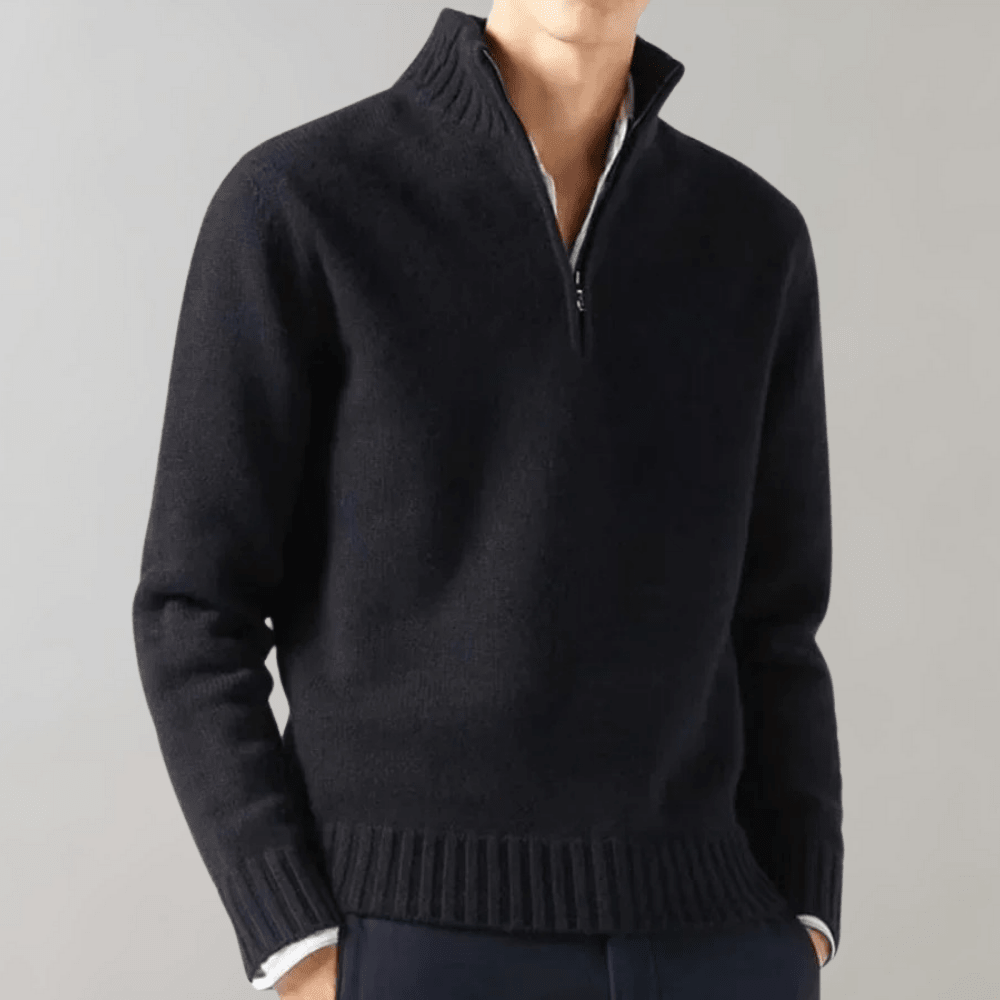 Men Sweater | Half-Zip Pullover with Long Sleeve Fit - Evergreen Outfits- Sweaters