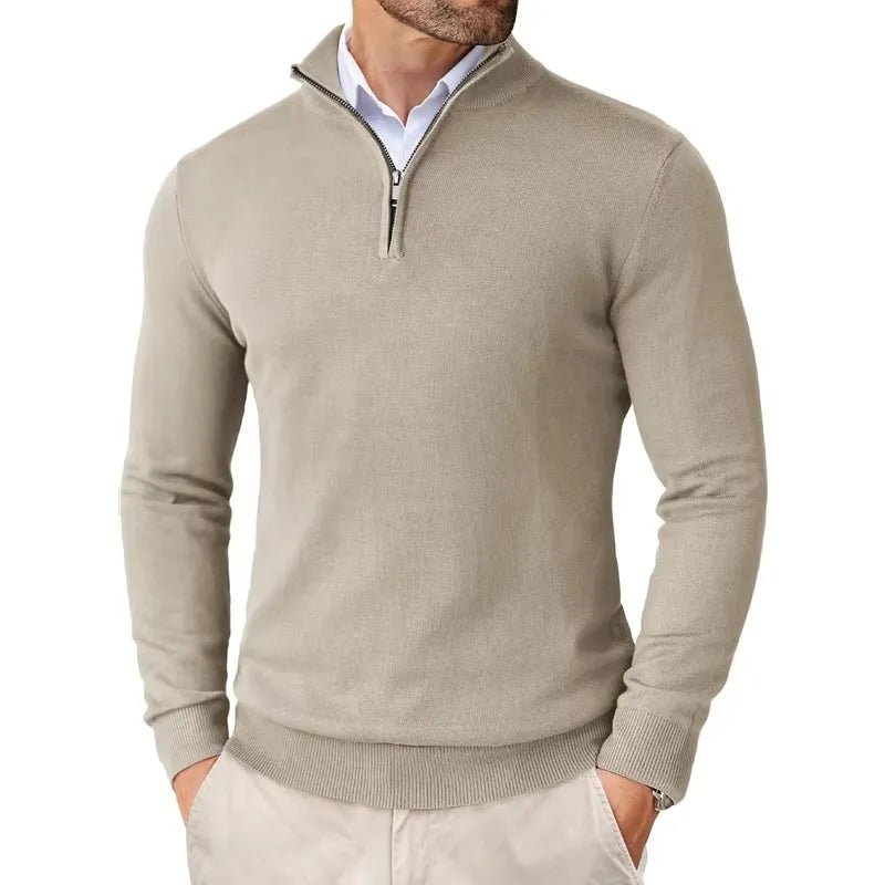 Men Sweater | Half Zip Regular Fit Long Sleeve Pullover - Evergreen Outfits- Sweaters