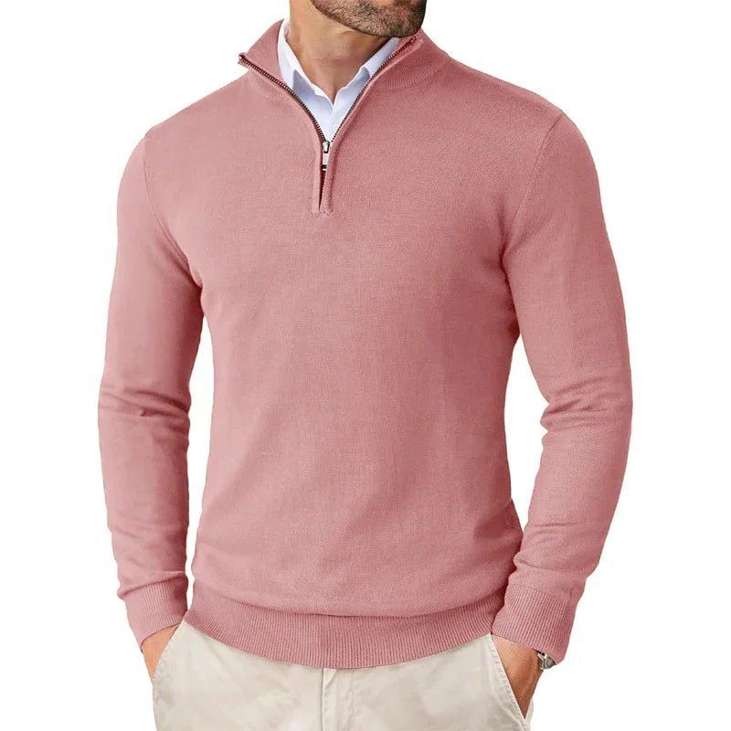 Men Sweater | Half Zip Regular Fit Long Sleeve Pullover - Evergreen Outfits- Sweaters
