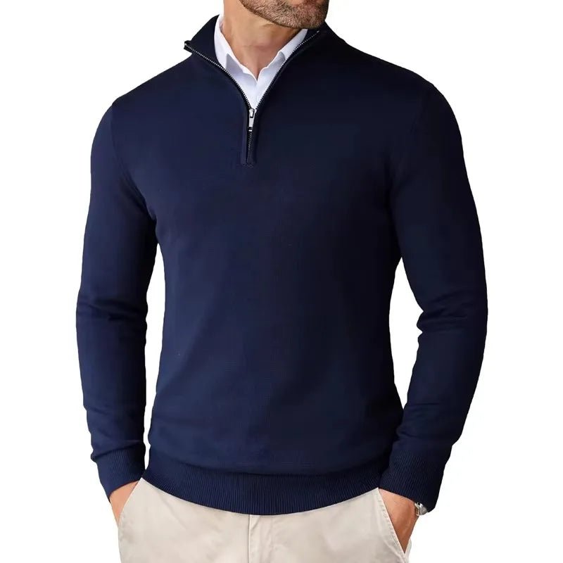 Men Sweater | Half-Zip Regular Fit with Long Sleeves - Evergreen Outfits- Sweaters