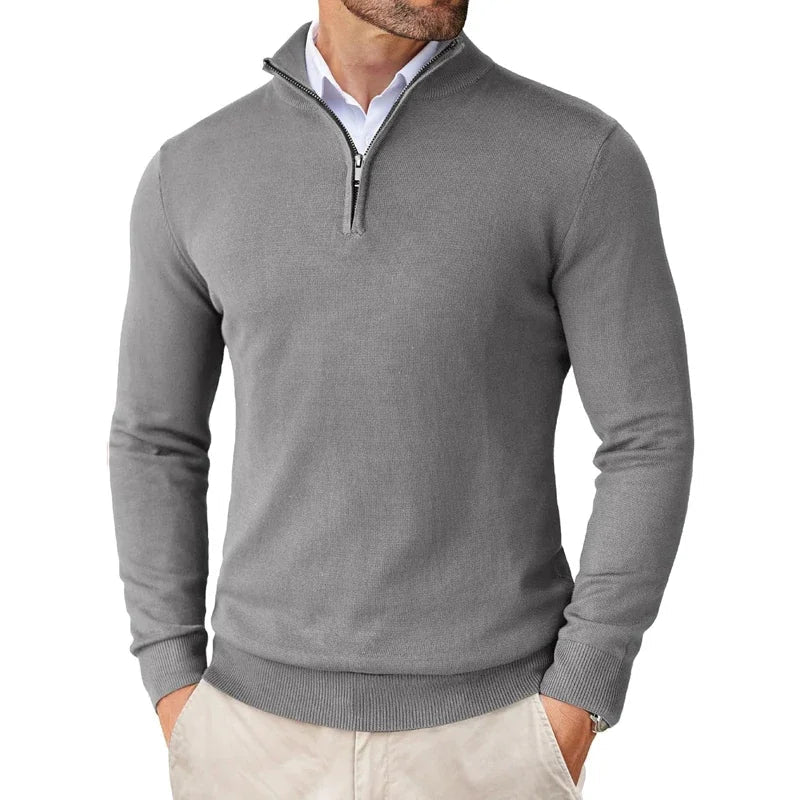 Men Sweater | Half-Zip Regular Fit with Long Sleeves - Evergreen Outfits- Sweaters