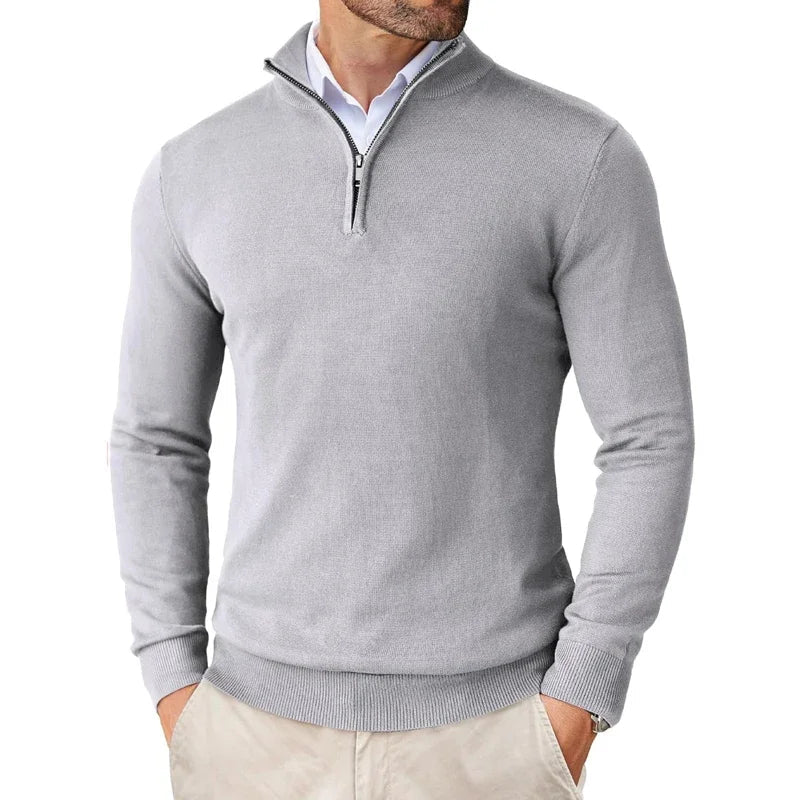 Men Sweater | Half-Zip Regular Fit with Long Sleeves - Evergreen Outfits- Sweaters