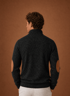Men Sweater | Quarter-Zip Mock Neck Relaxed Fit Pullover - Evergreen Outfits- Sweaters