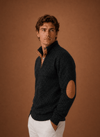 Men Sweater | Quarter-Zip Mock Neck Relaxed Fit Pullover - Evergreen Outfits- Sweaters