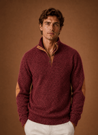 Men Sweater | Quarter-Zip Mock Neck Relaxed Fit Pullover - Evergreen Outfits- Sweaters
