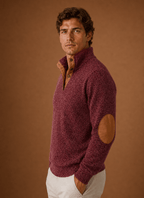 Men Sweater | Quarter-Zip Mock Neck Relaxed Fit Pullover - Evergreen Outfits- Sweaters