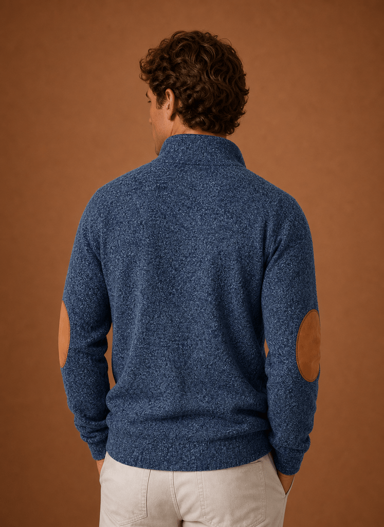 Men Sweater | Quarter-Zip Mock Neck Relaxed Fit Pullover - Evergreen Outfits- Sweaters