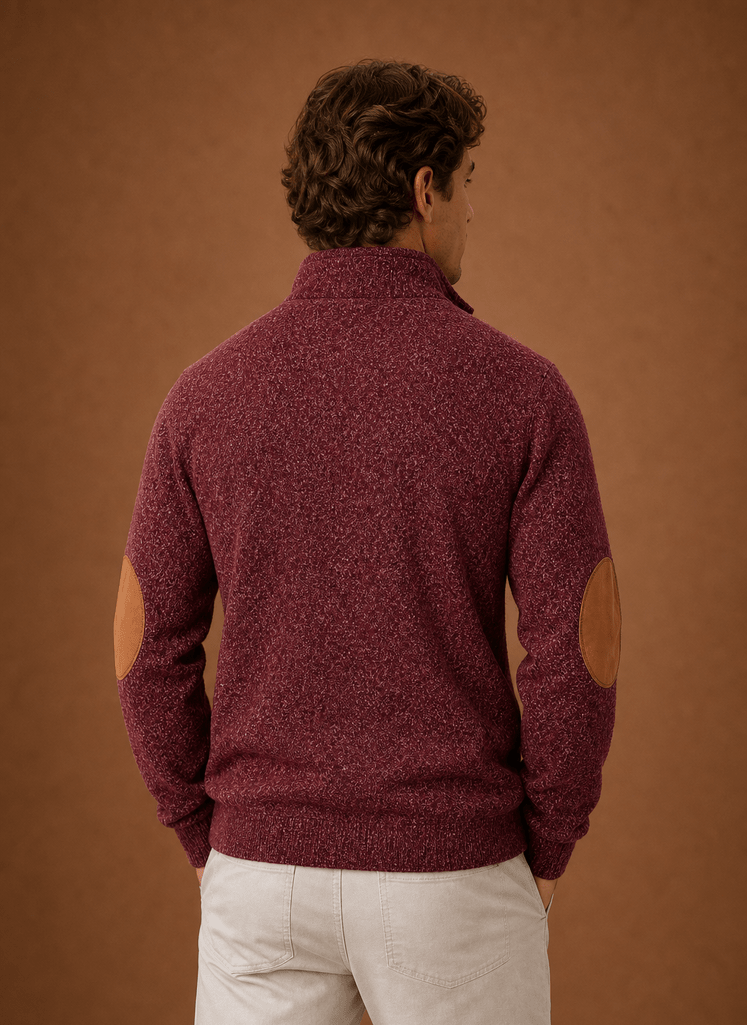 Men Sweater | Quarter-Zip Mock Neck Relaxed Fit Pullover - Evergreen Outfits- Sweaters