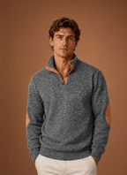Men Sweater | Quarter-Zip Mock Neck Relaxed Fit Pullover - Evergreen Outfits- Sweaters