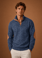 Men Sweater | Quarter-Zip Mock Neck Relaxed Fit Pullover - Evergreen Outfits- Sweaters