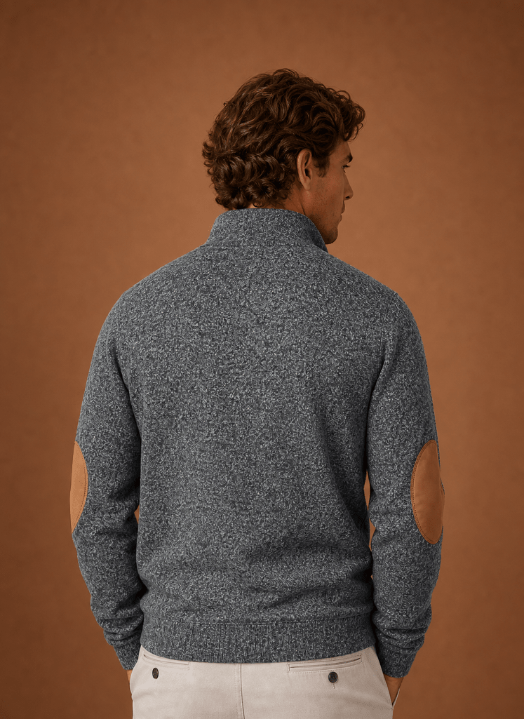 Men Sweater | Quarter-Zip Mock Neck Relaxed Fit Pullover - Evergreen Outfits- Sweaters