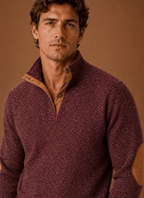 Men Sweater | Quarter-Zip Mock Neck Relaxed Fit Pullover - Evergreen Outfits- Sweaters