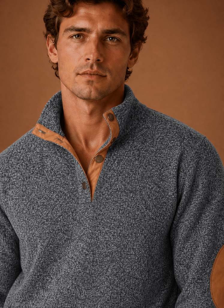 Men Sweater | Quarter-Zip Mock Neck Relaxed Fit Pullover - Evergreen Outfits- Sweaters