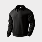 Men Sweater | Quarter-Zip Turtleneck with Geometric Knit Pattern - Evergreen Outfits- Sweaters
