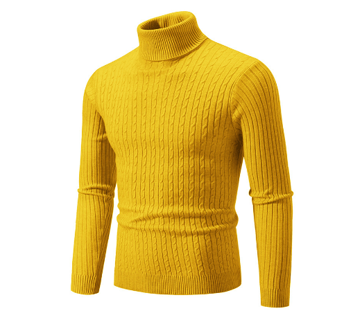 Men Sweater | Ribbed Knit Turtleneck with Long Sleeves - Evergreen Outfits- Sweaters