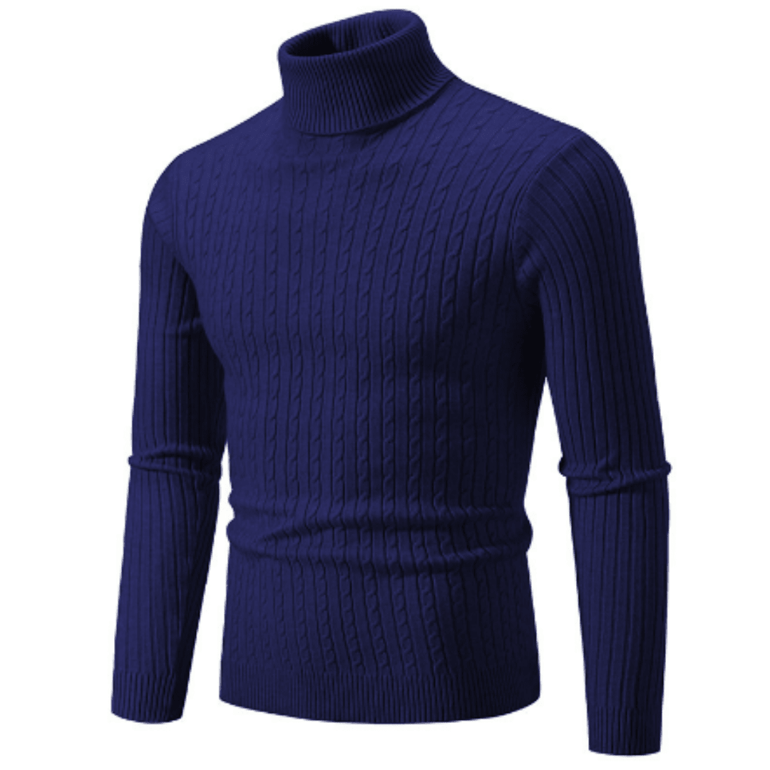 Men Sweater | Ribbed Knit Turtleneck with Long Sleeves - Evergreen Outfits- Sweaters