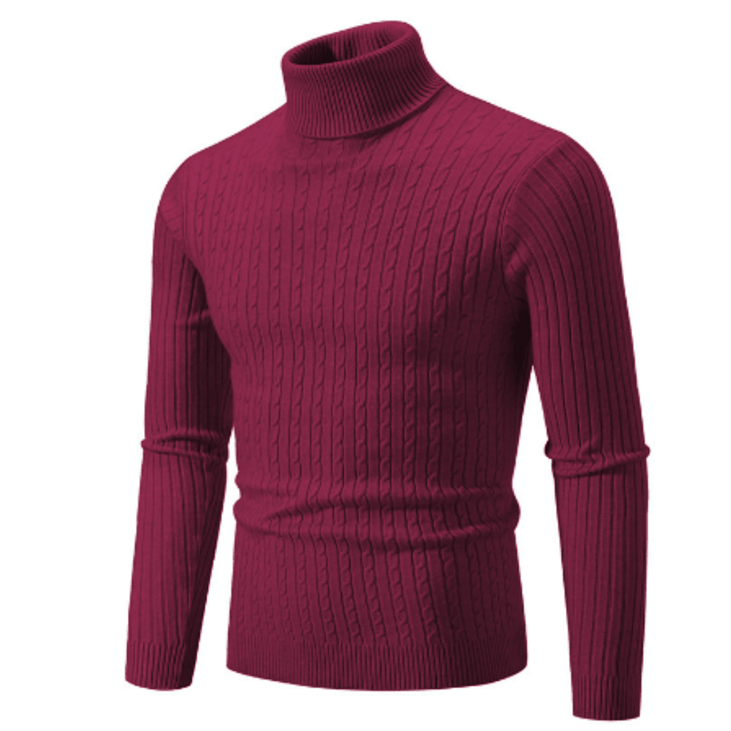 Men Sweater | Ribbed Knit Turtleneck with Long Sleeves - Evergreen Outfits- Sweaters