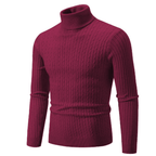 Men Sweater | Ribbed Knit Turtleneck with Long Sleeves - Evergreen Outfits- Sweaters