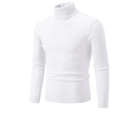 Men Sweater | Ribbed Knit Turtleneck with Long Sleeves - Evergreen Outfits- Sweaters