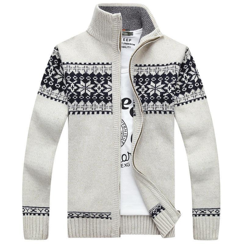 Men Sweater | Snowflake Knit Pattern Regular Fit Pullover - Evergreen Outfits- Sweaters
