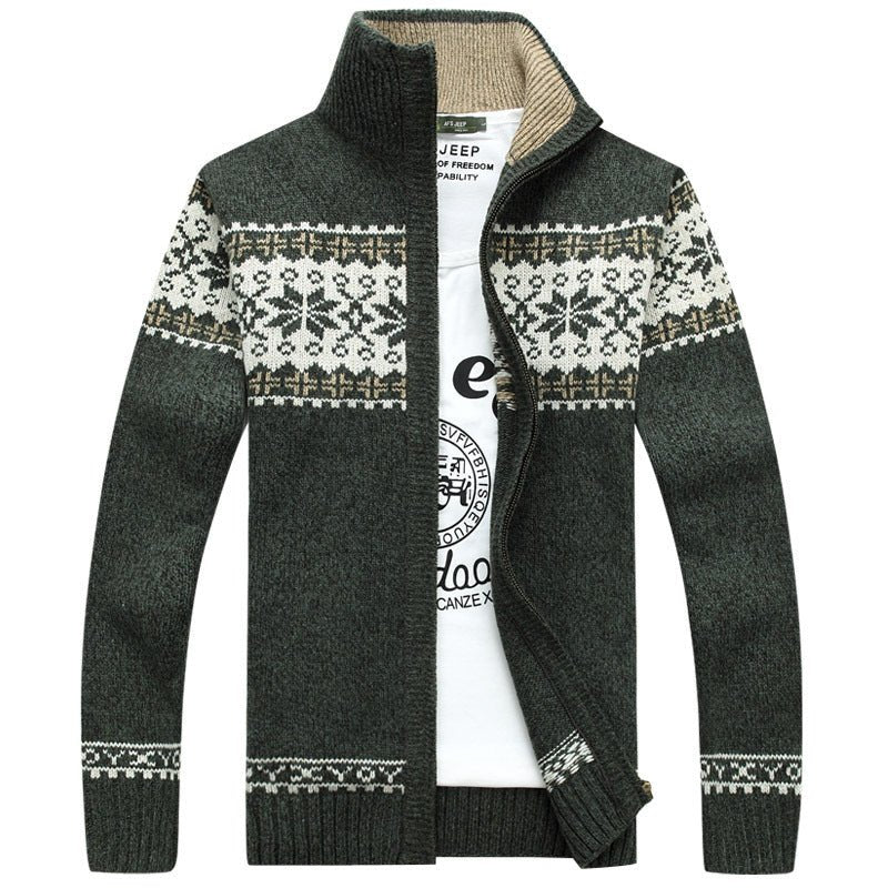 Men Sweater | Snowflake Knit Pattern Regular Fit Pullover - Evergreen Outfits- Sweaters