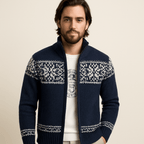 Men Sweater | Snowflake Knit Pattern Regular Fit Pullover - Evergreen Outfits- Sweaters