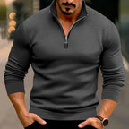 Men Sweater | Stand-Up Collar with Front Zipper Long Sleeve - Evergreen Outfits- Sweaters
