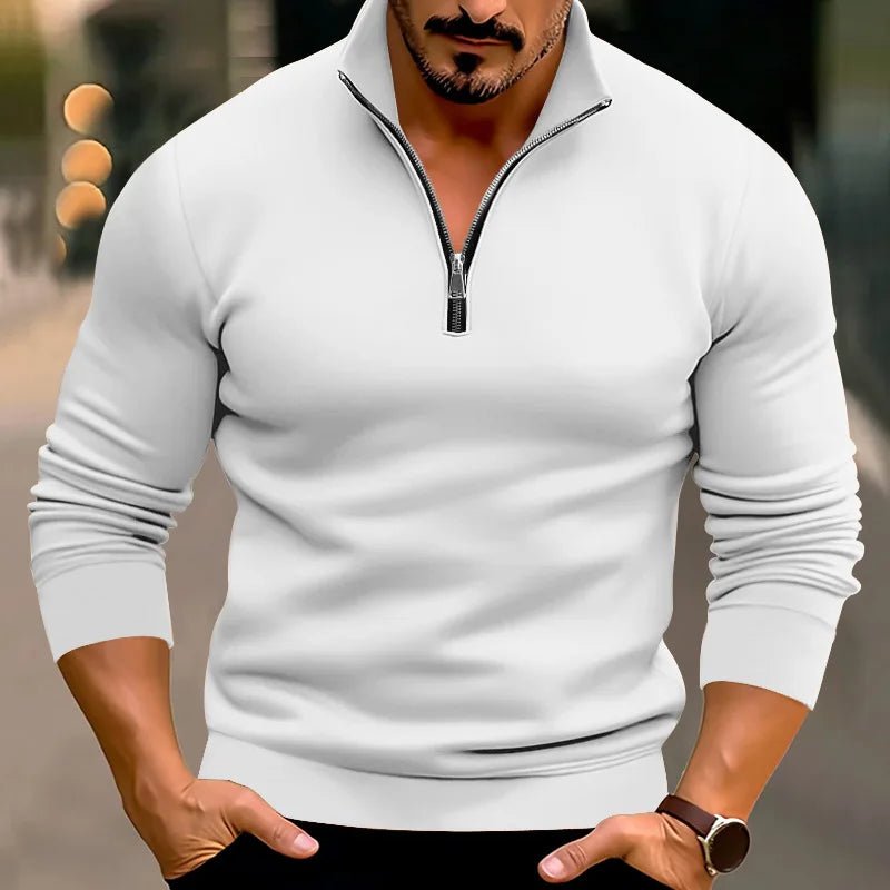 Men Sweater | Stand-Up Collar with Front Zipper Long Sleeve - Evergreen Outfits- Sweaters