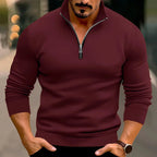 Men Sweater | Stand-Up Collar with Front Zipper Long Sleeve - Evergreen Outfits- Sweaters