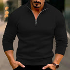 Men Sweater | Stand-Up Collar with Front Zipper Long Sleeve - Evergreen Outfits- Sweaters