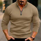 Men Sweater | Stand-Up Collar with Front Zipper Long Sleeve - Evergreen Outfits- Sweaters